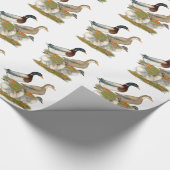 Saksische Eend Familie Cadeaupapier (Hoek)