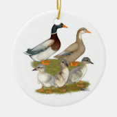 Saksische Eend Familie Keramisch Ornament (Voorkant)