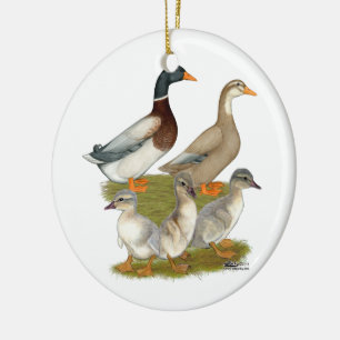 Saksische Eend Familie Keramisch Ornament