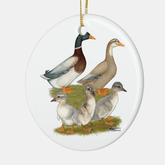 Saksische Eend Familie Keramisch Ornament (Links)