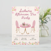 Sakura Afternoon Tea Party Invitation Kaart (Staand voorkant)