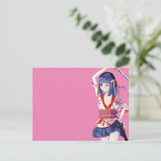 Sakura and a female samurai briefkaart (Staand voorkant)