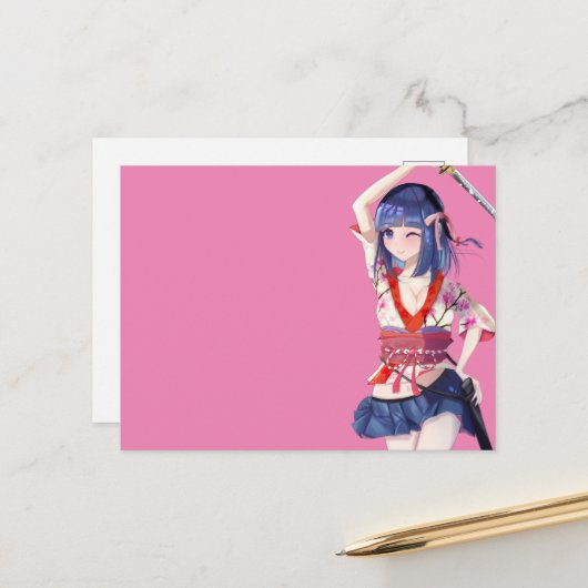 Sakura and a female samurai briefkaart (Voorkant / Achterkant in situ)