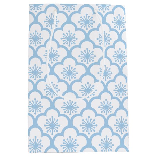 Sakura Baby Blue - White Medium Cadeauzakje (Voorkant)