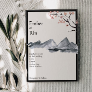 Sakura Berg Casual v2 Border Bruiloft Kaart