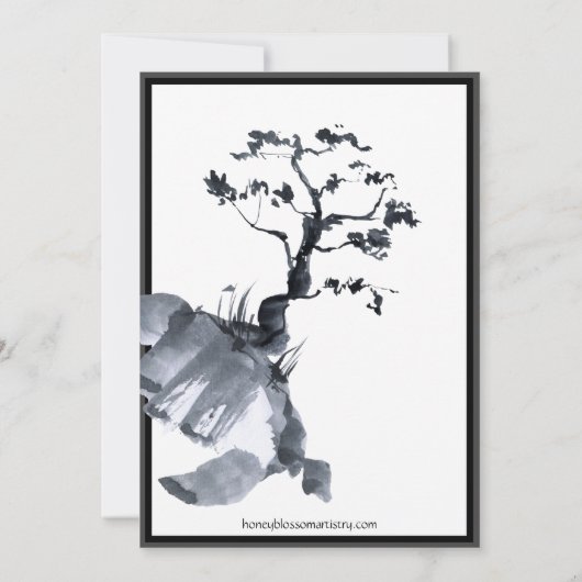 Sakura Berg | Casual v2 Border Bruiloft Kaart (Achterkant)