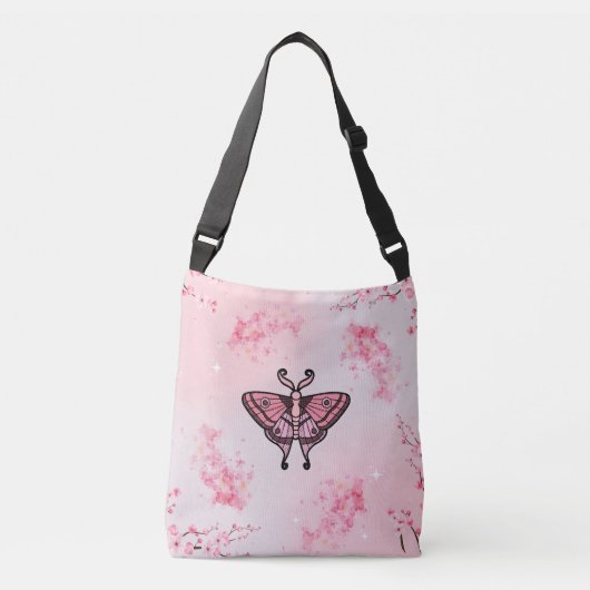 Sakura Bliss Kersenbloesem Vlinder Crossbody Tas (Voorkant)