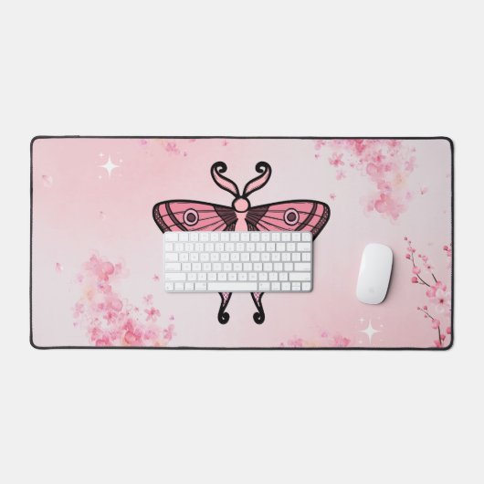 Sakura Bliss, Pink Moth Sakura Background Bureaumat (Keyboard & Muis)