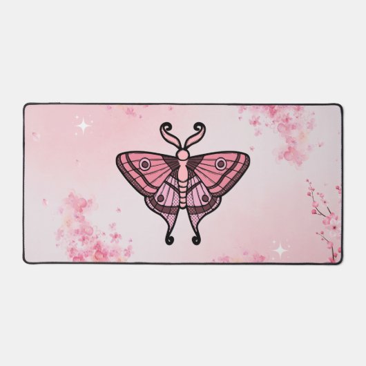 Sakura Bliss, Pink Moth Sakura Background Bureaumat (Voorkant)