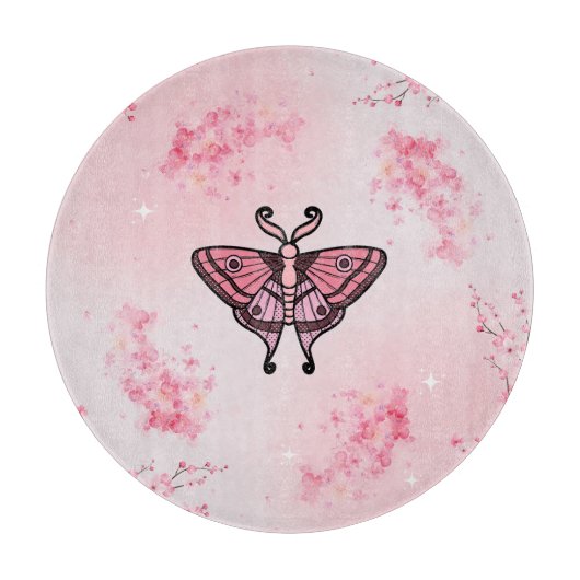 Sakura Bliss, Roze Moth en Floral Sakura Snijplank (Voorkant)