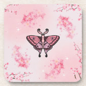Sakura Bliss, Roze Moth, Sakura achtergrond Bier Onderzetter (Voorkant)