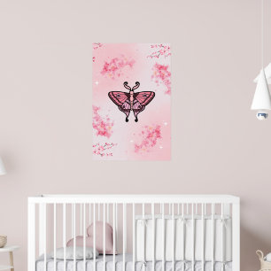 Sakura Bliss, Roze Moth, Sakura achtergrond Poster