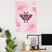 Sakura Bliss, Roze Moth, Sakura achtergrond Poster (Thuiskantoor)