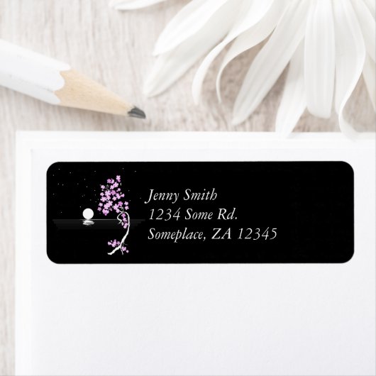 Sakura Bloeit onder een Volle Maan Etiket (Insitu)