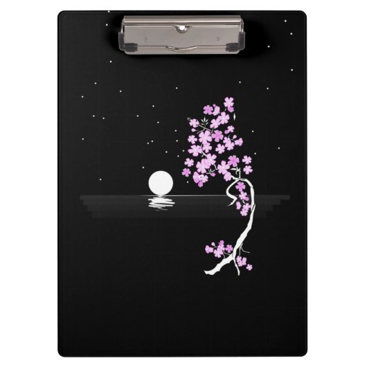 Sakura Bloeit onder een Volle Maan Klembord (Voorkant)