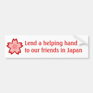 Sakura-bloem helpt de hand te leggen aan de hulpgo bumpersticker