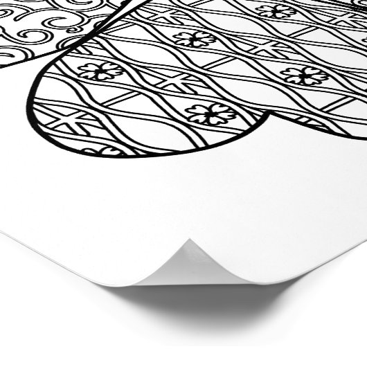 Sakura Bloem met Patronen Kleur Je Eigen Poster (Hoek)