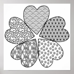 Sakura Bloem met Patronen Kleur Je Eigen Poster