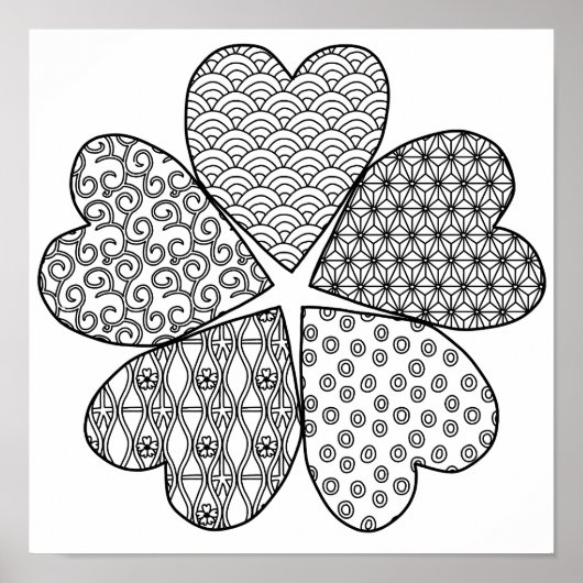 Sakura Bloem met Patronen Kleur Je Eigen Poster (Voorkant)