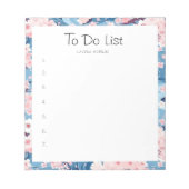 Sakura Bloem Navy Golven Takenlijst  Notitieblok (Voorkant)