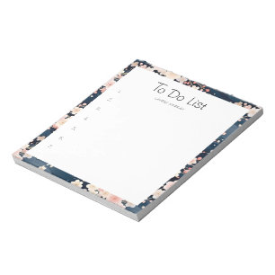 Sakura Bloem Navy Golven Takenlijst  Notitieblok