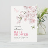 Sakura bloemen babyshower kaart (Staand voorkant)