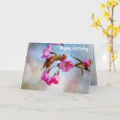 Sakura-bloemen in zachte roze kleuren in Springtim Kaart (Gele Bloem)