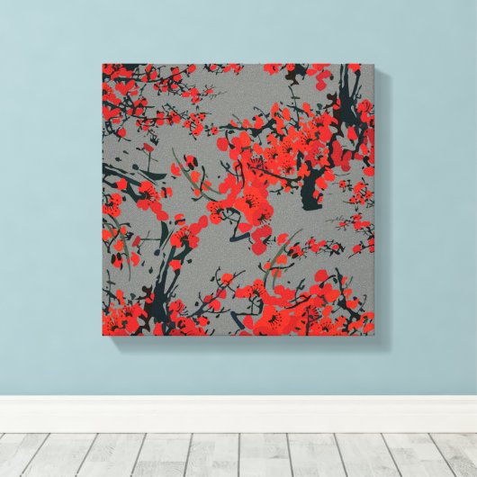 Sakura bloemen uitgerekt canvas Print (Insitu (Houten vloer))