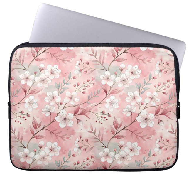 Sakura Bloemmotief Roze  Laptop Sleeve (Voorkant)