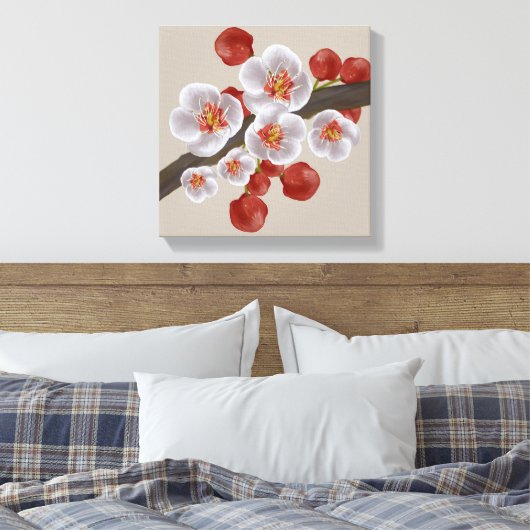 Sakura Bloesem Bloesem Canvas Afdruk (Insitu (Slaapkamer))