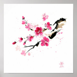 Sakura bloesem. Schilderij Poster