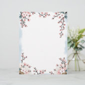 Sakura Bloesems en Fans Briefhoofd (Staand voorkant)