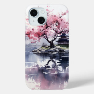 Sakura Blooming over het meer iPhone 15 Case