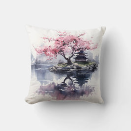 Sakura Blooming over het meer Kussen