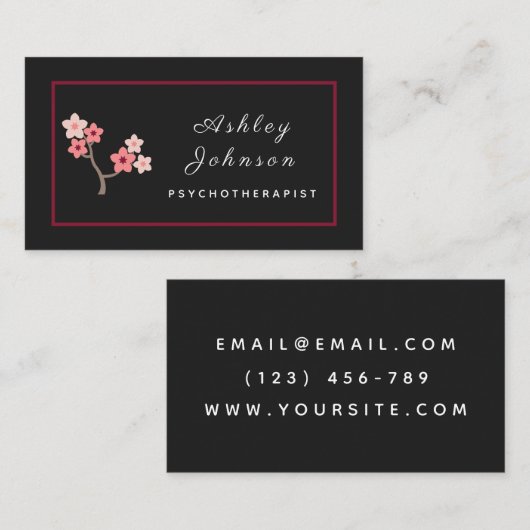 Sakura Blossom Bloemblaadjes Psychotherapeut Bloom Visitekaartje (Voorkant / Achterkant)