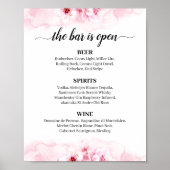 Sakura Blossom Calligraphy Wedding Bar Menu Sign Poster (Voorkant)