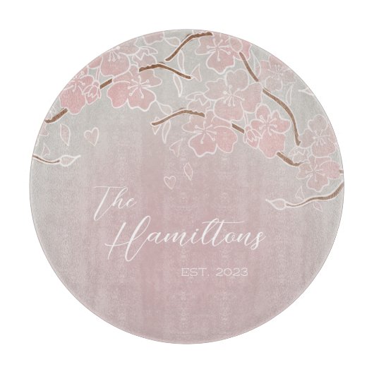 Sakura Blossom Custom Ingesteld Jaar Snijplank (Voorkant)