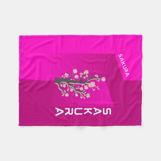 : Sakura Blossom Dream Blanket - Soft Pink Cherry  Fleece Deken (Voorkant (Horizontaal))