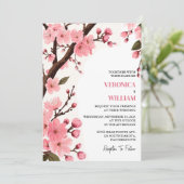 Sakura Blossom Een Pastel Garden Party Wedding Kaart (Staand voorkant)