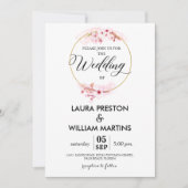 Sakura Blossom Floral Wreath Wedding Invitation Kaart (Voorkant)
