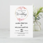 Sakura Blossom Floral Wreath Wedding Invitation Kaart (Staand voorkant)