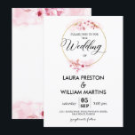Sakura Blossom Floral Wreath Wedding Invitation Kaart<br><div class="desc">Het moderne en elegante ontwerp drukte Sakura Blossom Floral Wreath Wedding Uitnodiging die met jouw tekst kan worden aangepast. Bekijk de grafische kunstontwerpopslag voor andere producten die bij dit ontwerp passen!</div>