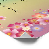 Sakura Blossom Hiragana Katakana Japanse student Poster (Hoek)