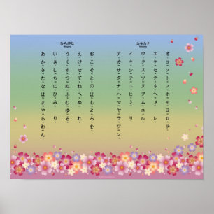 Sakura Blossom Hiragana Katakana Japanse student Poster