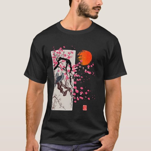 Sakura Blossom Japanse Kersen landschap T-shirt (Voorkant)
