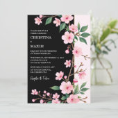 Sakura Blossom Japanse Tuin Dark Wedding Kaart (Staand voorkant)