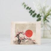 Sakura Blossom Landscape Zen hieroglyph Feestdagenkaart (Staand voorkant)