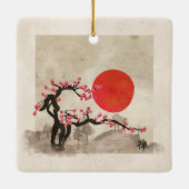 Sakura Blossom Landscape Zen hieroglyph Keramisch Ornament (Achterkant)