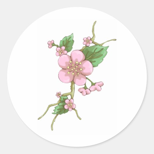 Sakura Blossom Ronde Sticker (Voorkant)