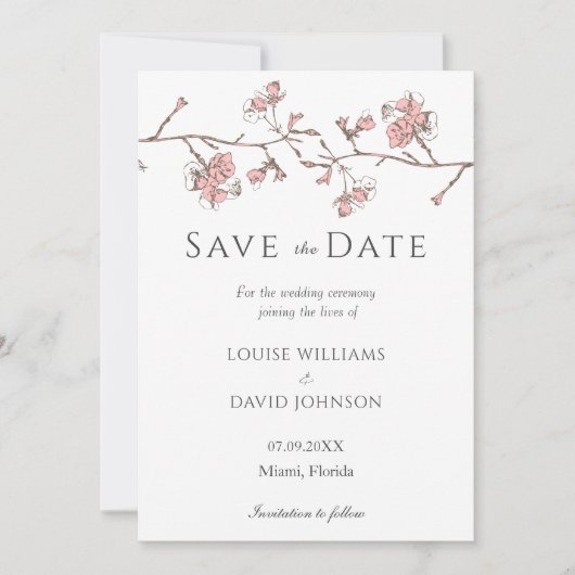 Sakura Blossom Save the Date Kaart (Voorkant)